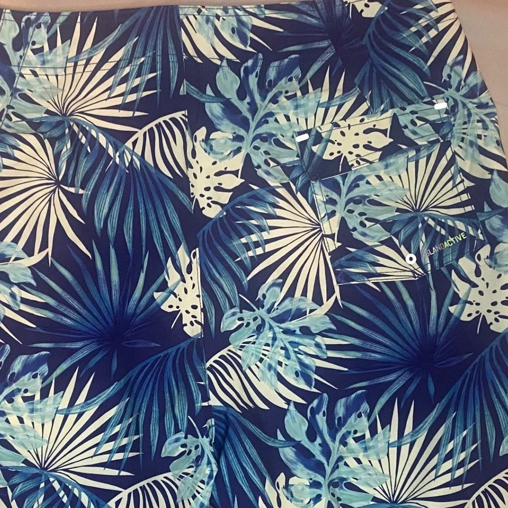 Tommy Bahama Board Shorts Mens 40 Blue Tropical IslandActive‎  Palm Print